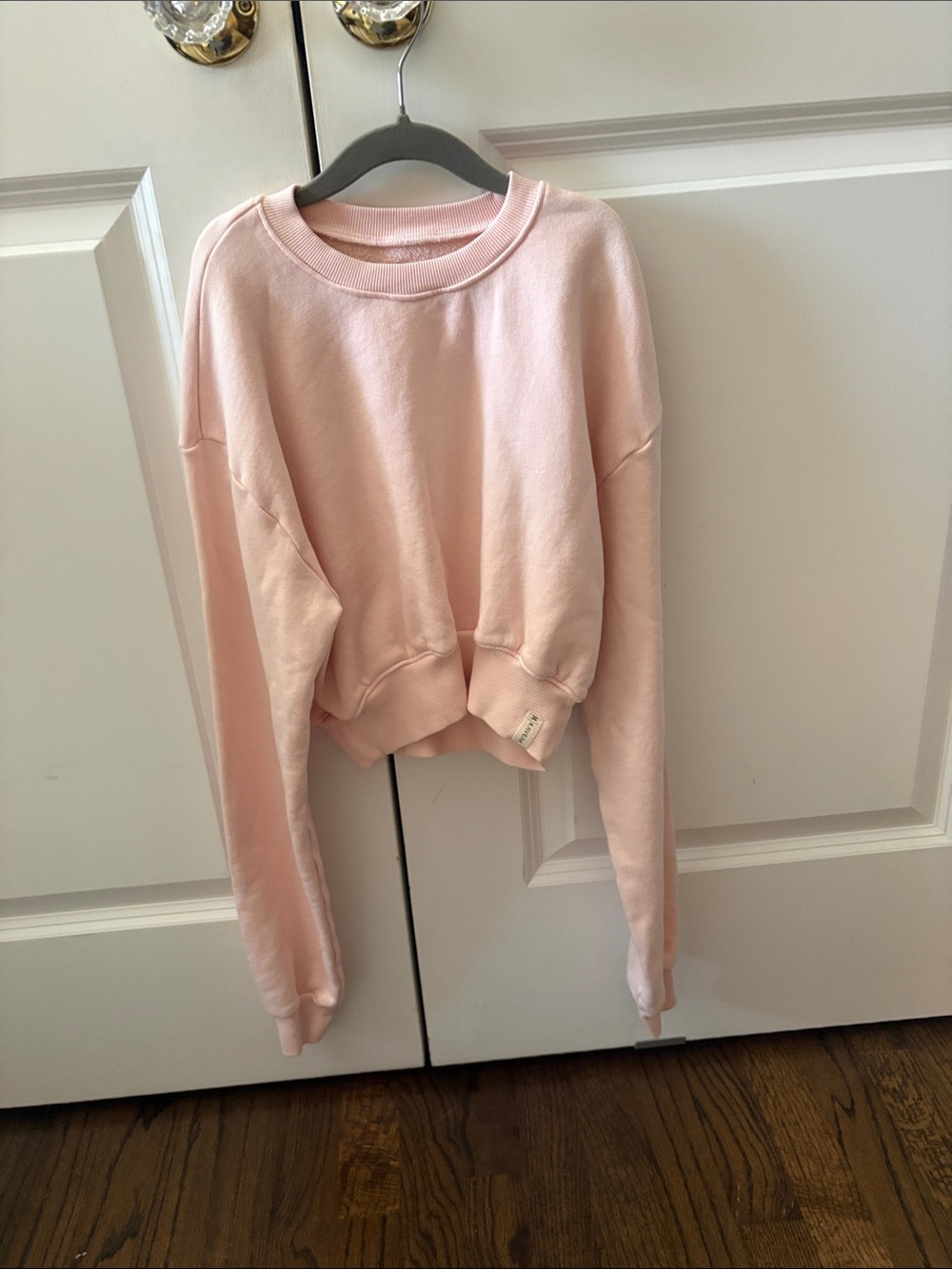 Girls Pink Cropped Crewneck Sweatshirt - Kaveah